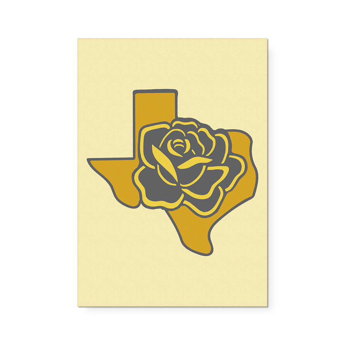 Texas with Yellow Rose Art Print, image size:1199x1200