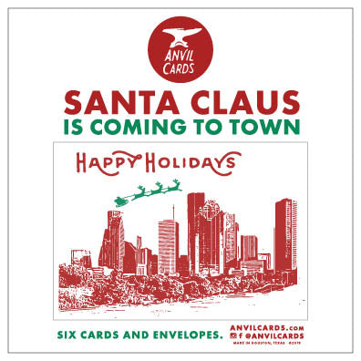 Happy Holidays Santa Over Houston Card Bundle
