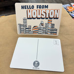 Hello from Houston Postcard - Orange and Blue