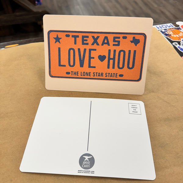 LOVE HOU Postcard - Orange and Blue