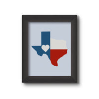 Texas Flag Heart Print
