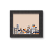 Striped Skyline Art Print Orange/Blue