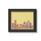 Striped Skyline Print Red/Yellow
