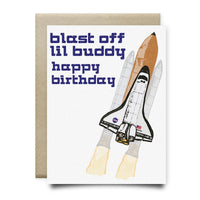 Blast Off Little Buddy Birthday Card