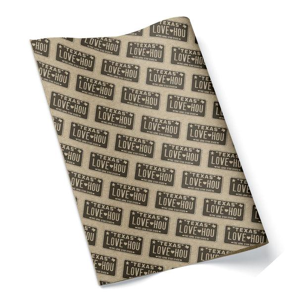 LOVE HOU Texas License Plate Wrapping Paper Black