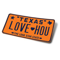 LOVE HOU License Plate Bumper Sticker | Astros Orange