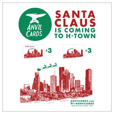 Santa Over Houston Christmas Card Bundle