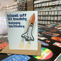 Blast Off Little Buddy Birthday Card
