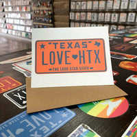 LOVE HTX License Plate Card | Orange