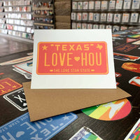 LOVE HOU License Plate Greeting Card | Red