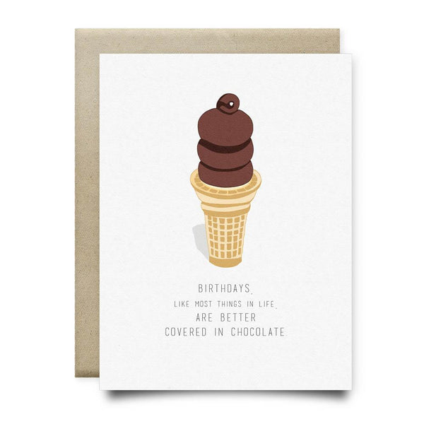 Chocolate Covered Birthday Card - Dip Cone Birthday - Cards