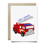 Fire Truck Kids Happy Birthday Card - Cards