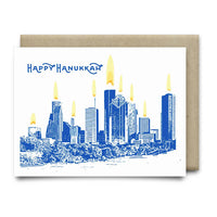 Happy Hanukkah Houston Skyline Hanukkah Card