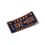 LOVE HOU License Plate Sticker | Astros Orange and Blue
