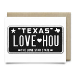 Love HOU License Plate Greeting Card | Black - Cards