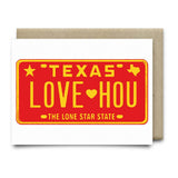 LOVE HOU License Plate Greeting Card | Red - Cards