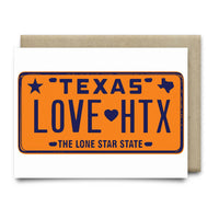 LOVE HTX License Plate Card | Orange - Cards