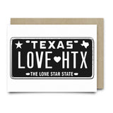 LOVE HTX License Plate Card | Black - Cards