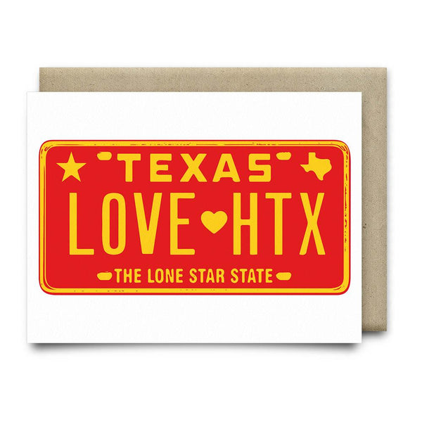 LOVE HTX License Plate Card | Red - Cards