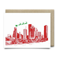 Santa Over Houston Christmas Card