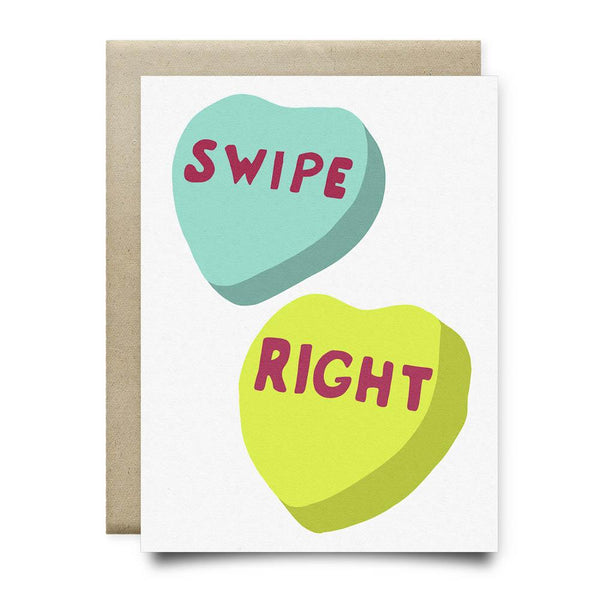 Swipe Right Candy Hearts Greeting Card - Cards