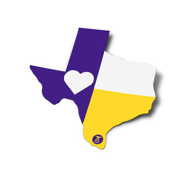 Texas Flag Sticker | Purple and Yellow Heart