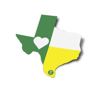 Texas Flag Sticker | Green and Gold Heart