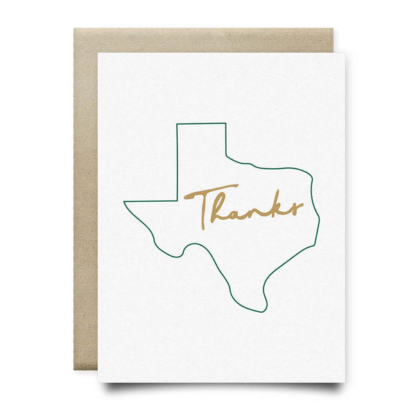Texas Thank You Card | Green and Gold - Cards